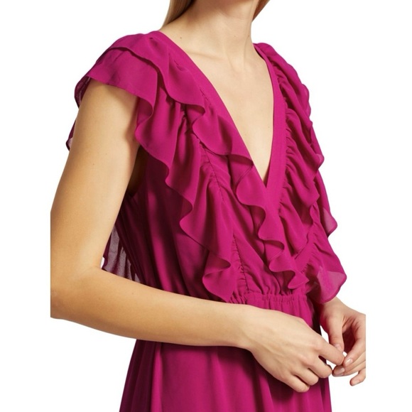 Wayf Fuchsia  Ruffled Sleeveless Maxi Dress Size L - Picture 5 of 14